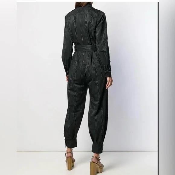 NWOT Gucci  Mock Neck Belted Moire Jumpsuit Romper Black Size 36/XS - Picture 5 of 12
